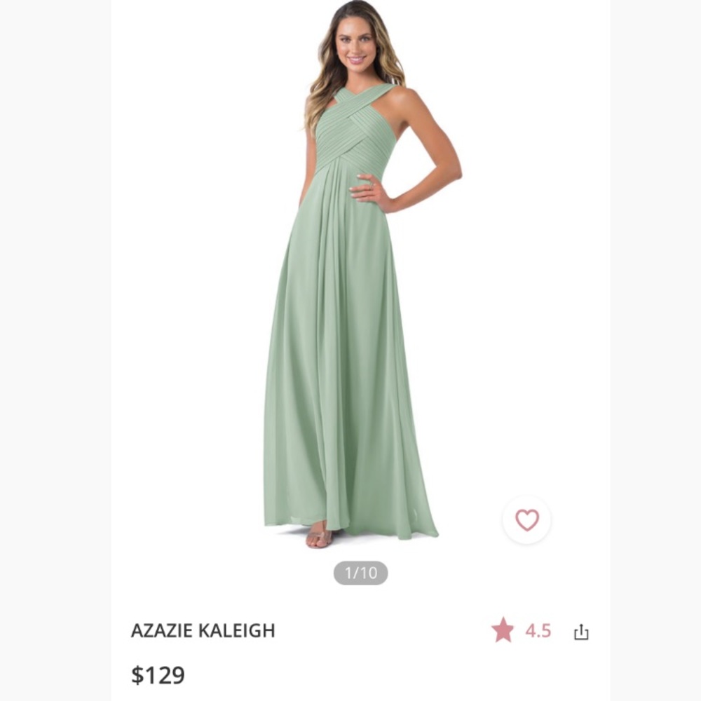 Azazie Kayleigh Bridesmaid Dress in Agave plus unused garment bag- worn once !